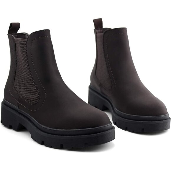 Jabasic Women Brown Synthetic Chelsea Boots Low Heel Elastic Ankle Boots - Picture 6 of 7